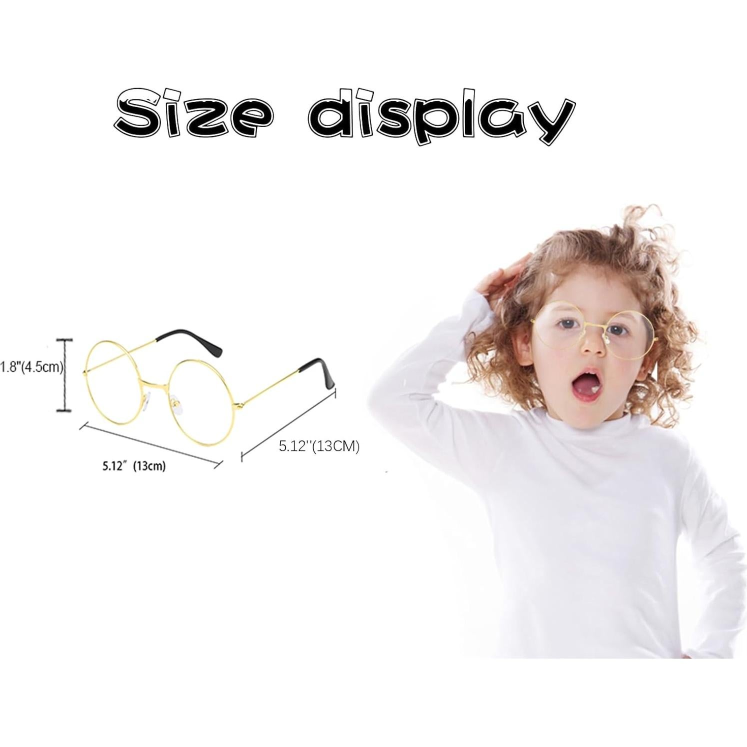 Fake Glasses for Kids Old Lady Costume Glasses for Old Man Costume Dress Up Granny Nerd Halloween Cosplay Accessories