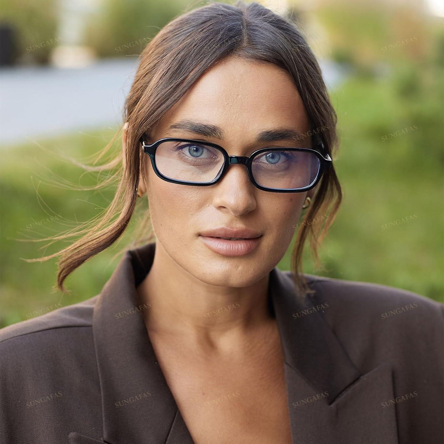 Gafas Rectangulares Retro SUNGAFAS con Bloqueo Luz Azul