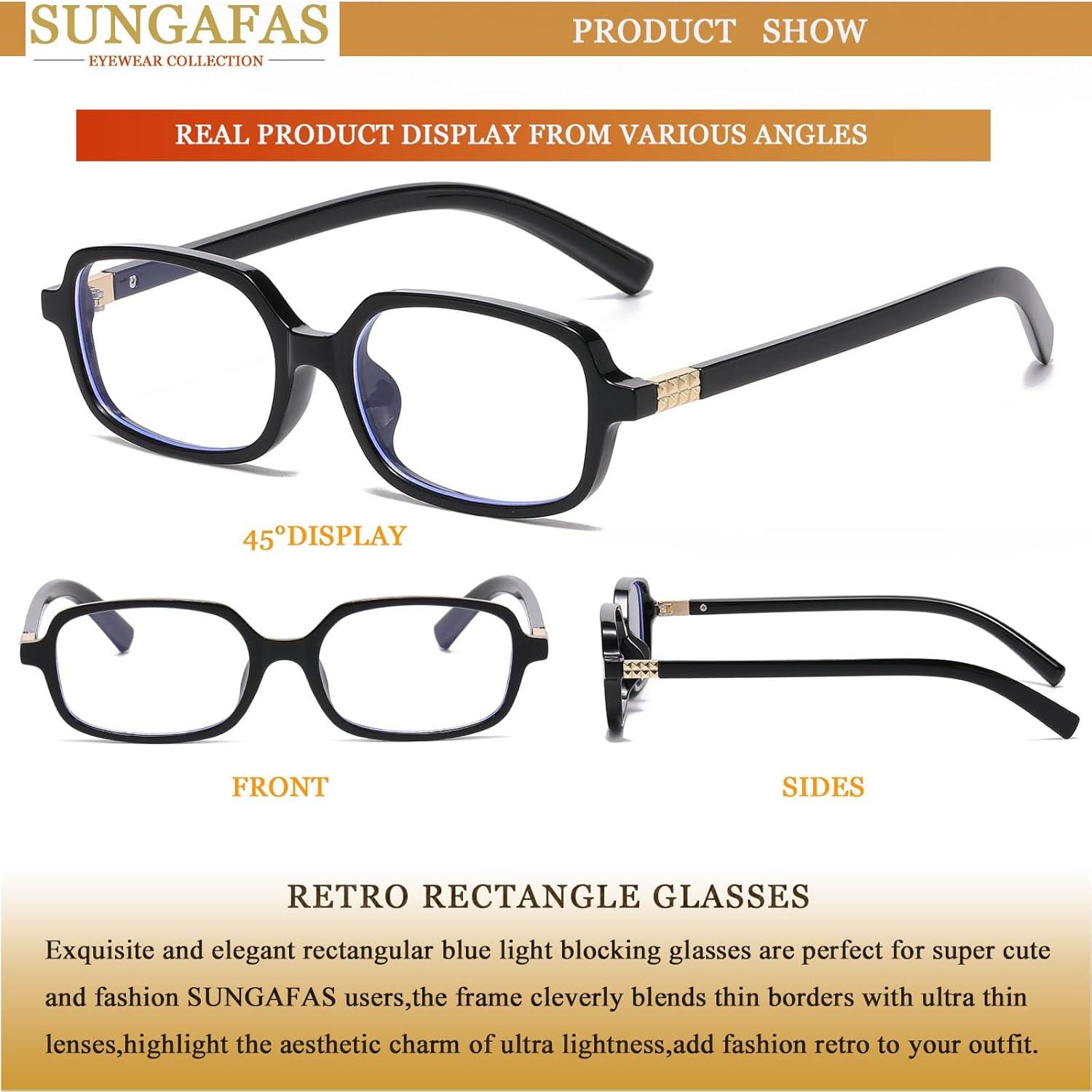 Gafas Rectangulares Retro SUNGAFAS con Bloqueo Luz Azul