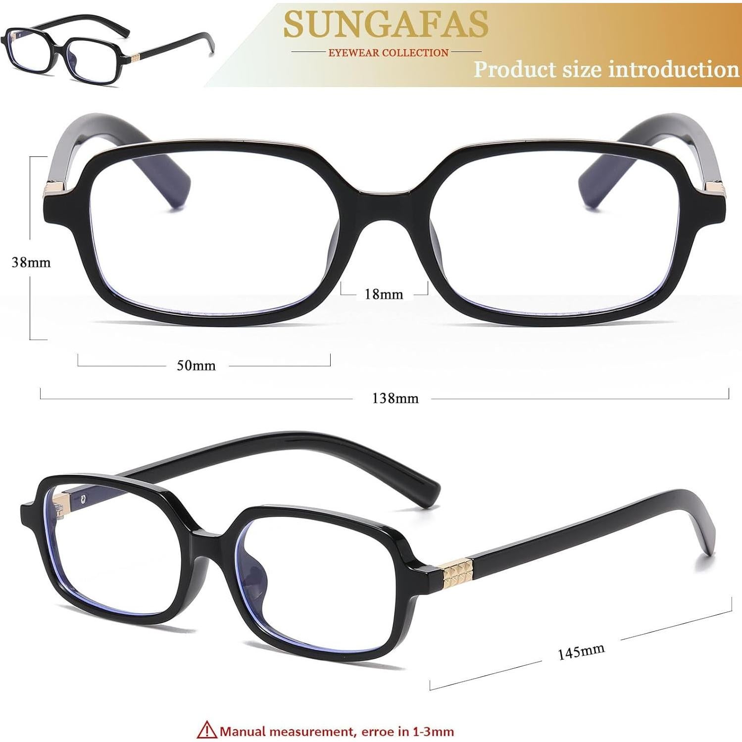 Gafas Rectangulares Retro SUNGAFAS con Bloqueo Luz Azul