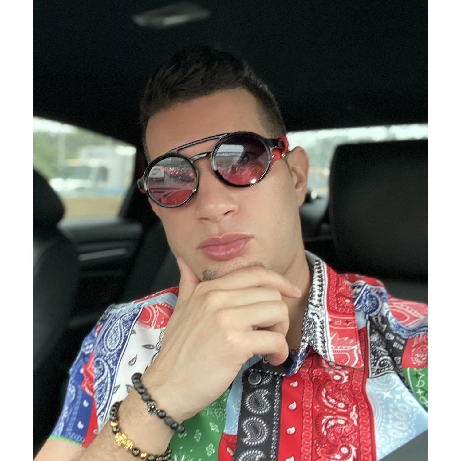 Gafas de Sol Steampunk FEISEDY Rojas UV400 48mm