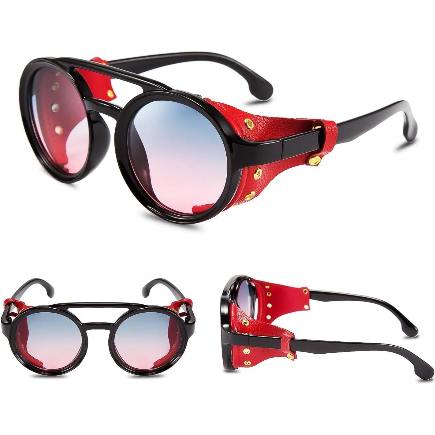 Gafas de Sol Steampunk FEISEDY Rojas UV400 48mm