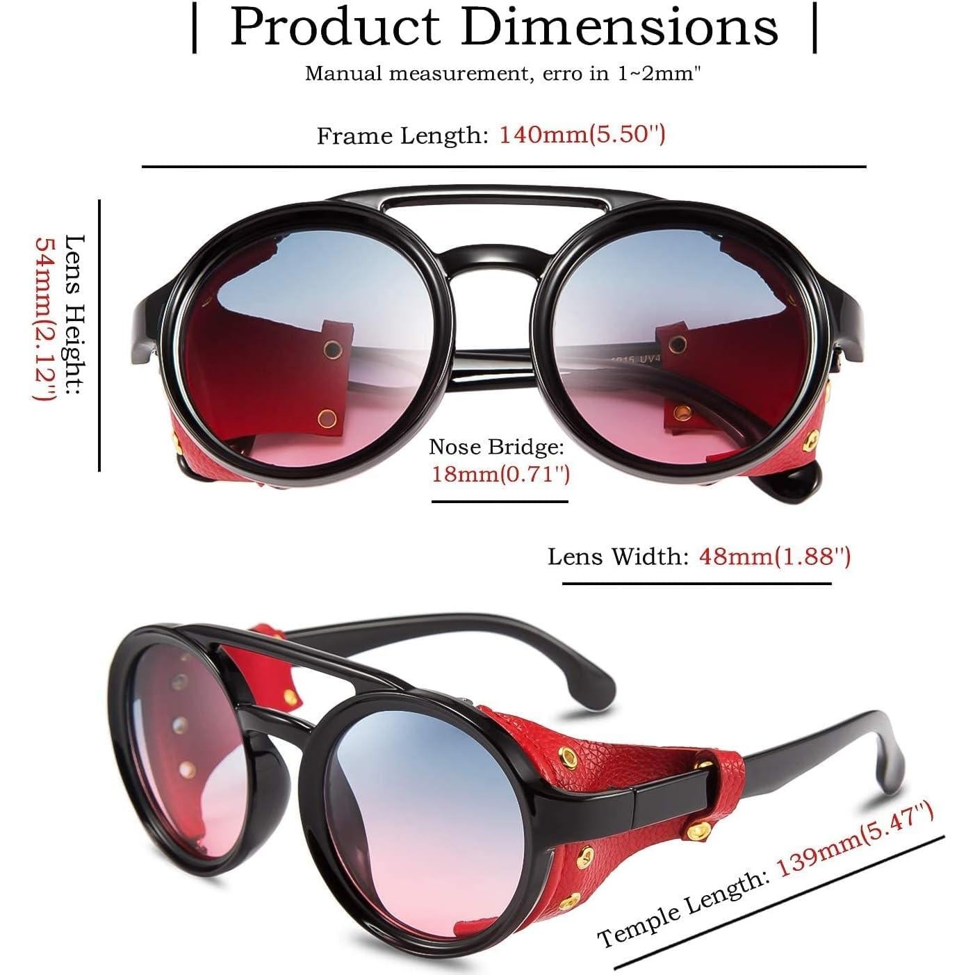 Gafas de Sol Steampunk FEISEDY Rojas UV400 48mm