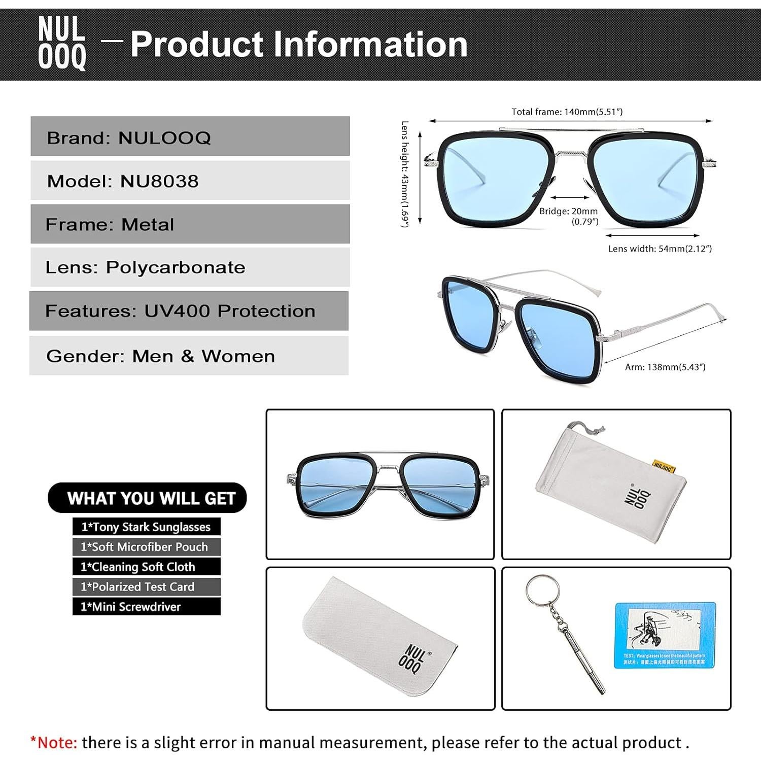 Gafas de sol polarizadas Tony Stark unisex 54mm UV400