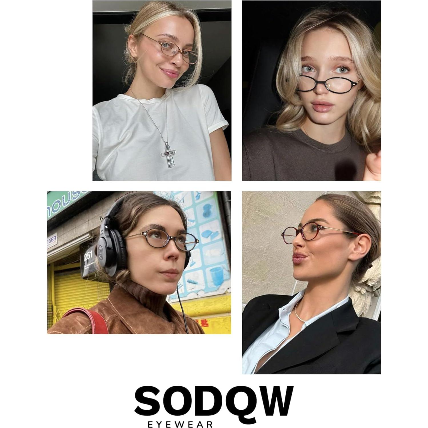 Gafas Falsas Retro Ovaladas SODQW con Lentes Antiluz Azul