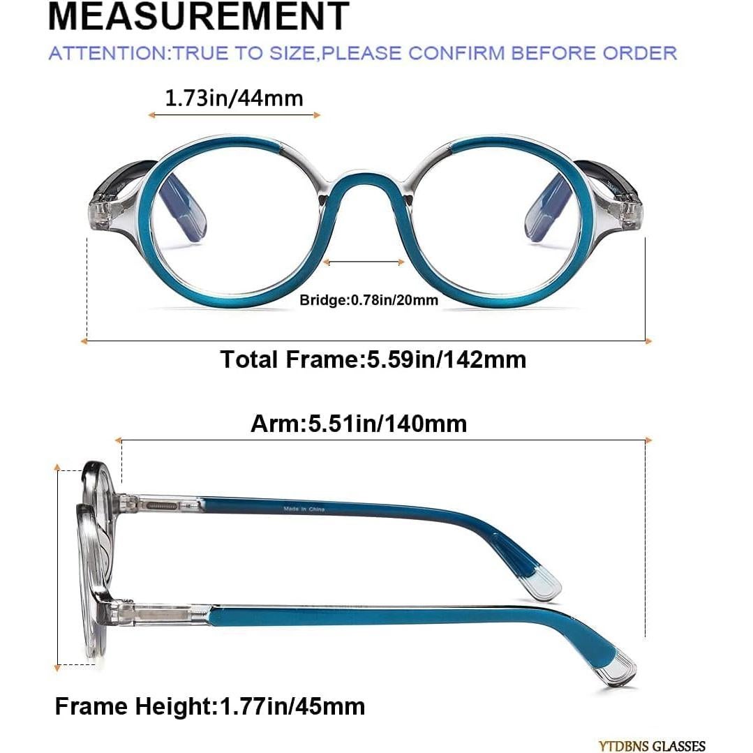 Gafas de lectura Ytdbns redondas 2.75x bloqueo luz azul