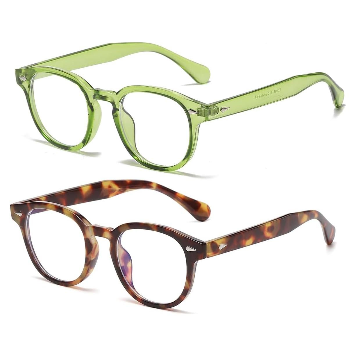 Gafas Retro Redondas NIDOVIX con Bloqueo Luz Azul - 2 Piezas