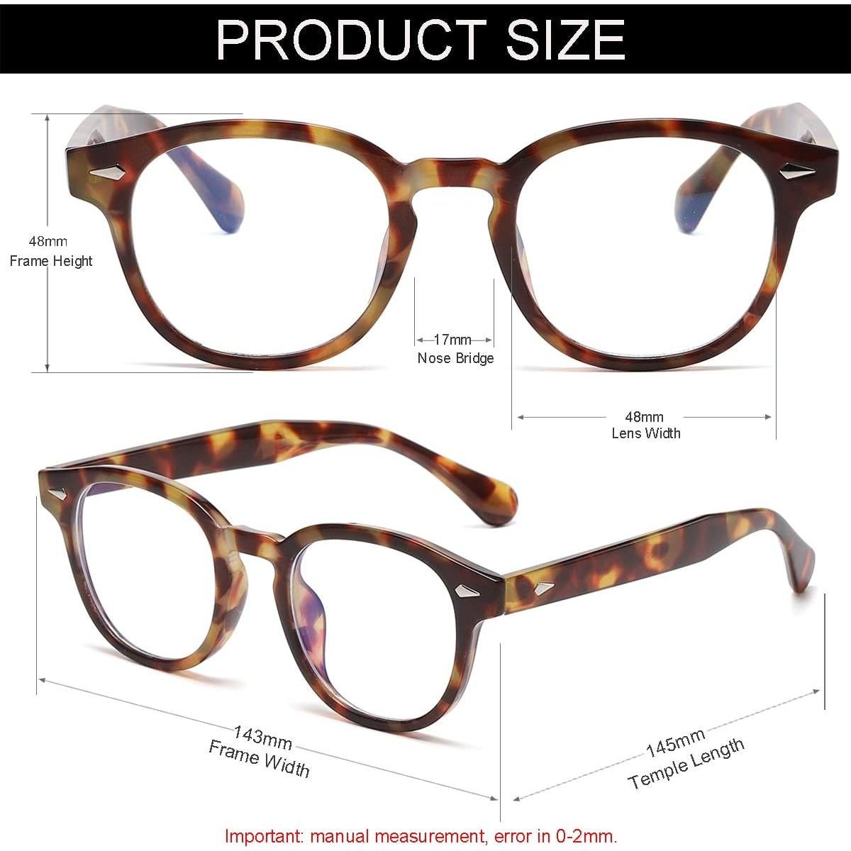 Gafas Retro Redondas NIDOVIX con Bloqueo Luz Azul - 2 Piezas