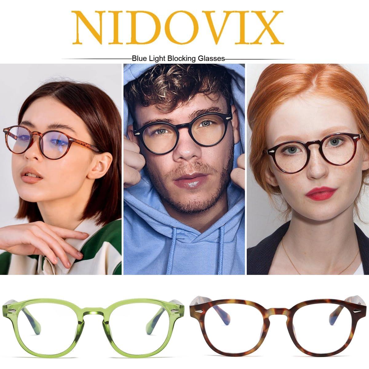 Gafas Retro Redondas NIDOVIX con Bloqueo Luz Azul - 2 Piezas