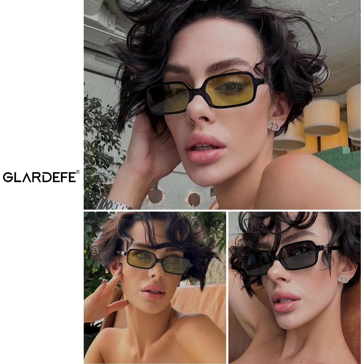 Gafas de sol retro GLARDEFE UV400 para mujeres - Negro