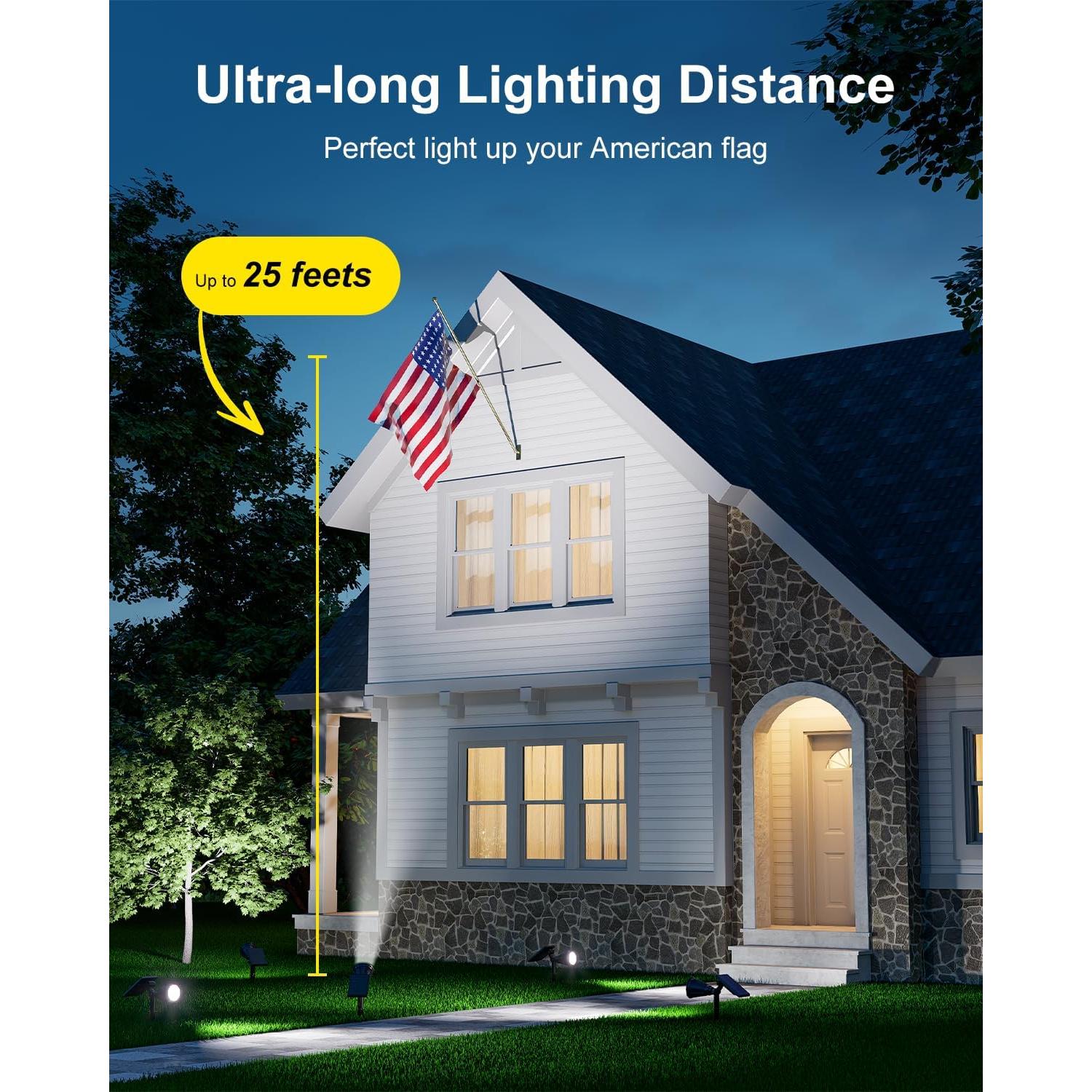 Luces Spot Solares FALOVE para Jardín 7.62m 2 Modos Brillo