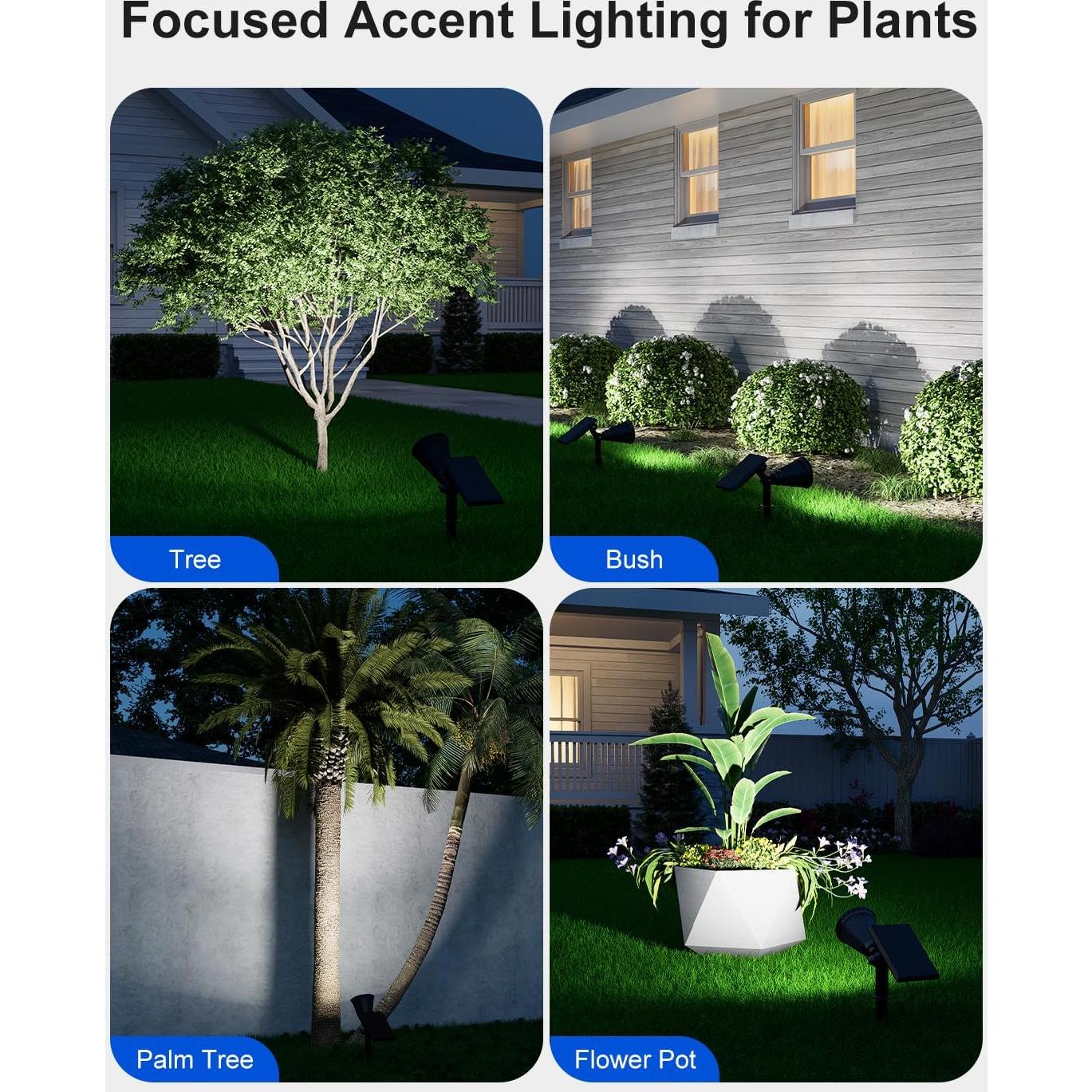 Luces Spot Solares FALOVE para Jardín 7.62m 2 Modos Brillo