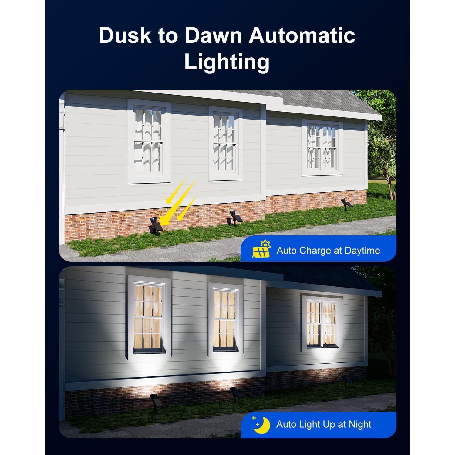 Luces Spot Solares FALOVE para Jardín 7.62m 2 Modos Brillo