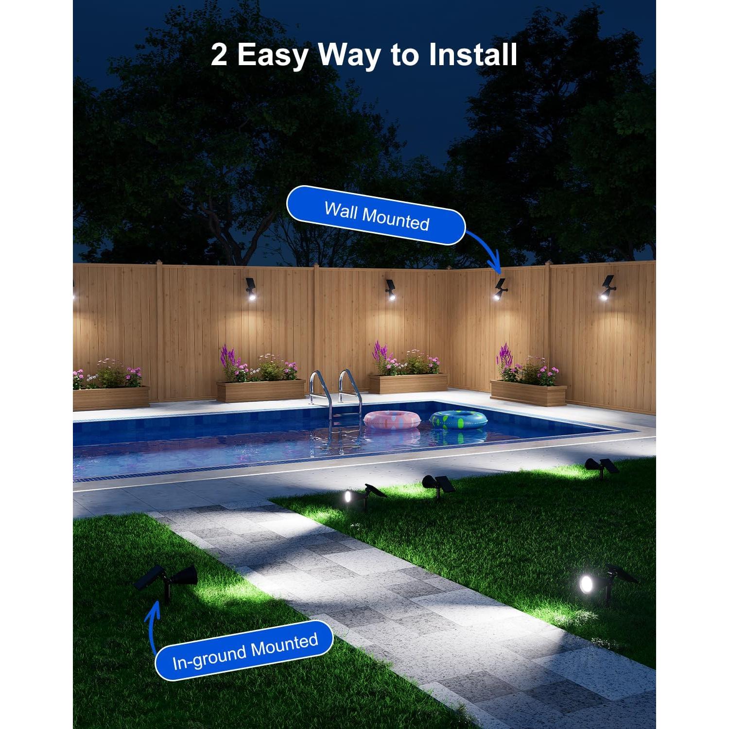 Luces Spot Solares FALOVE para Jardín 7.62m 2 Modos Brillo