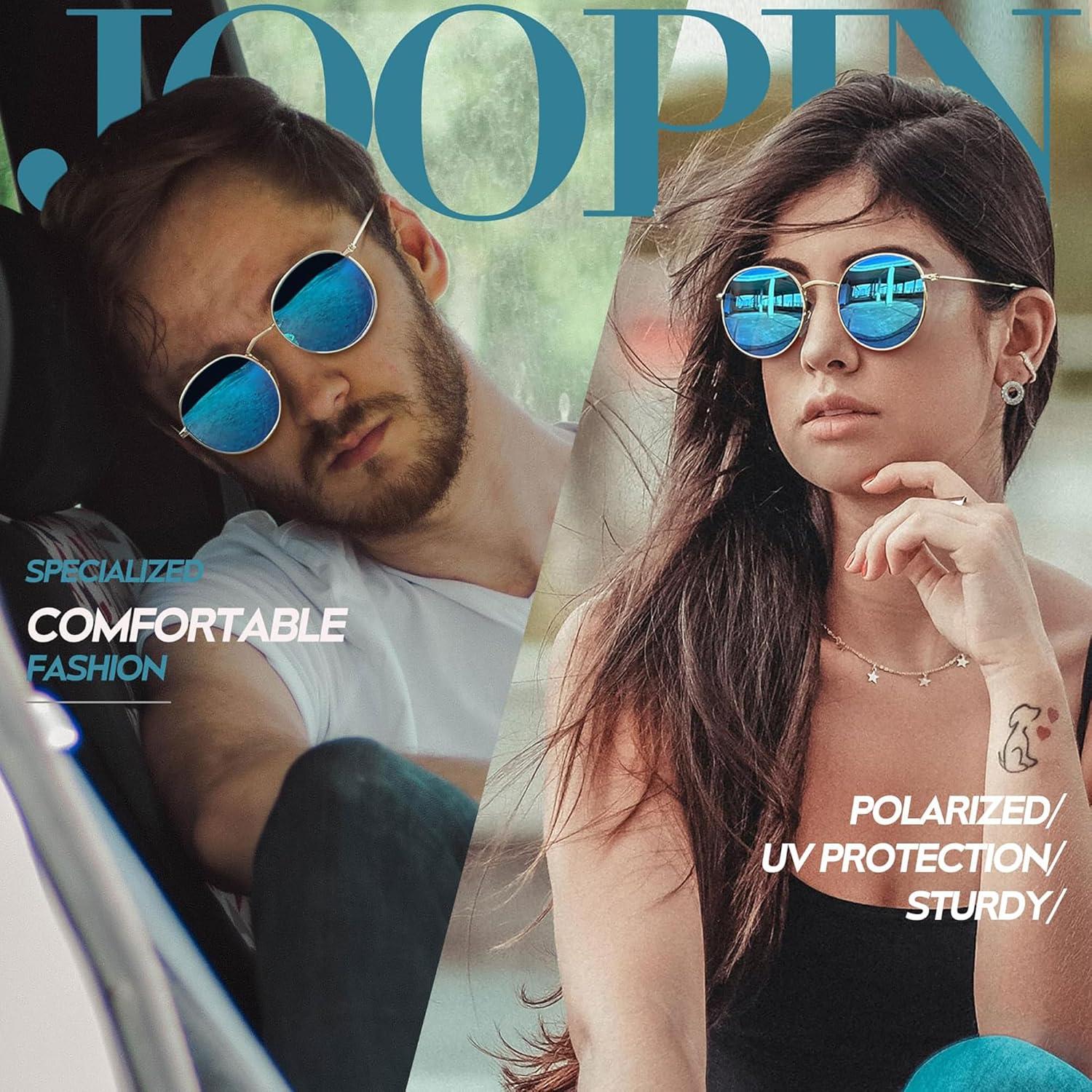 Gafas de sol redondas Joopin UV400 polarizadas azules