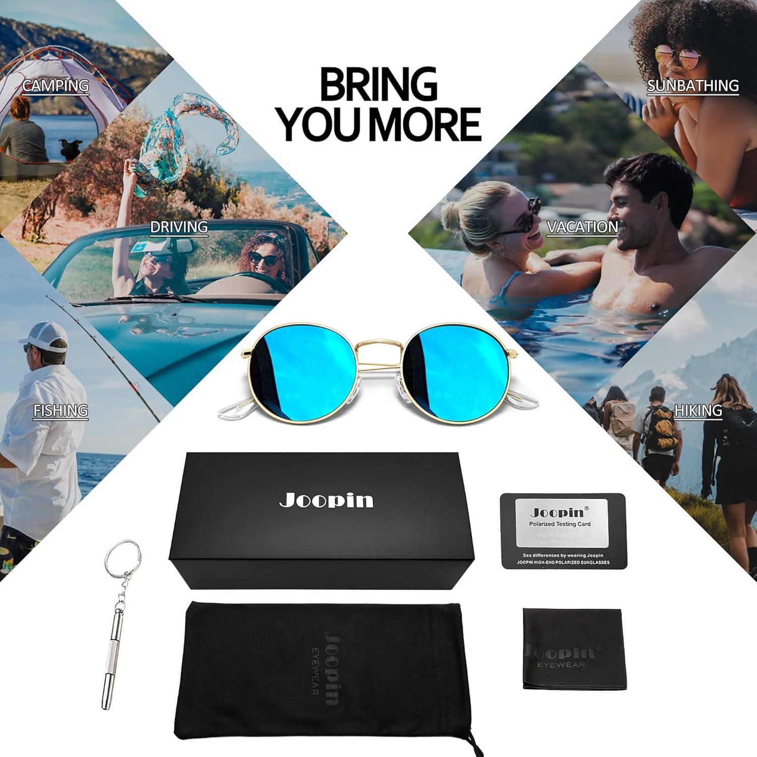 Gafas de sol redondas Joopin UV400 polarizadas azules