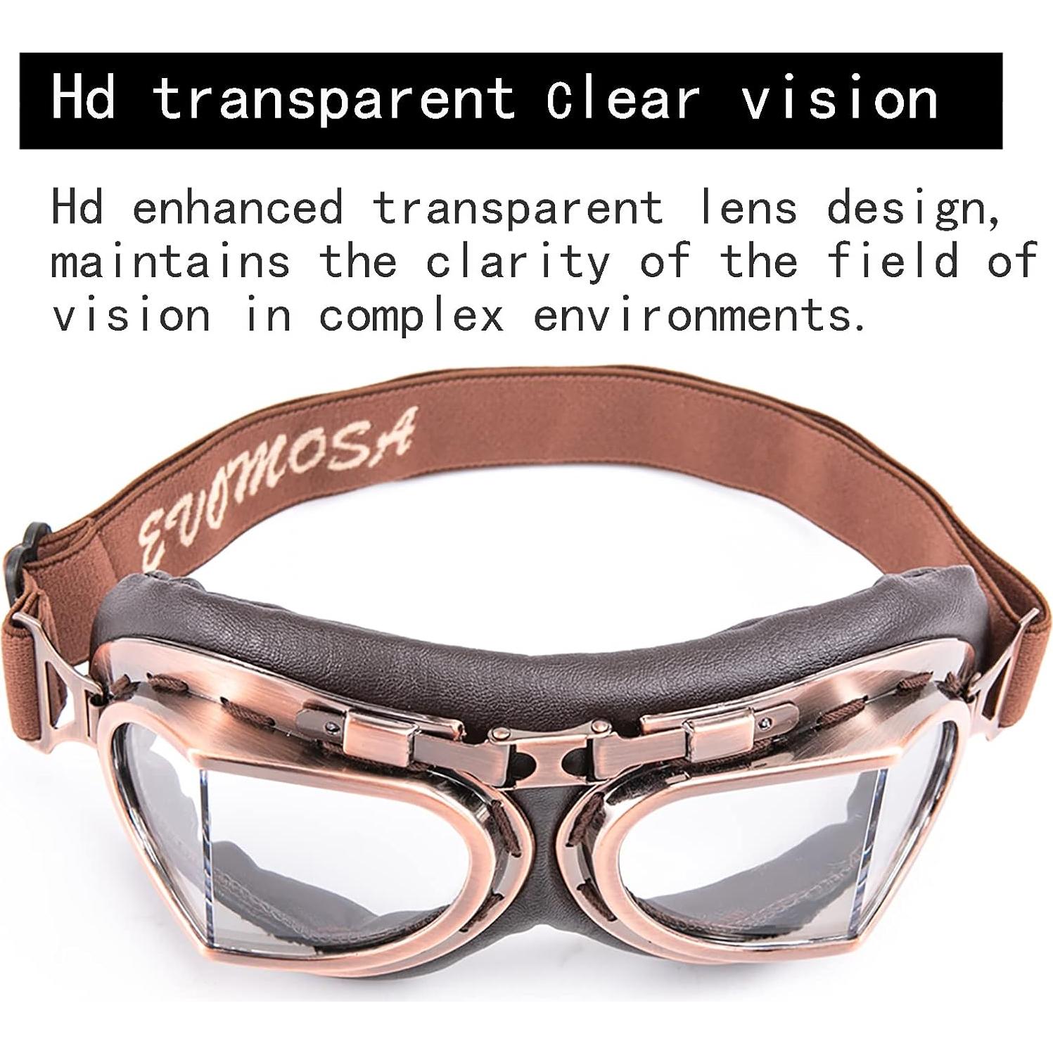 Gafas de Motocicleta Evomosa Vintage para Casco Abierto