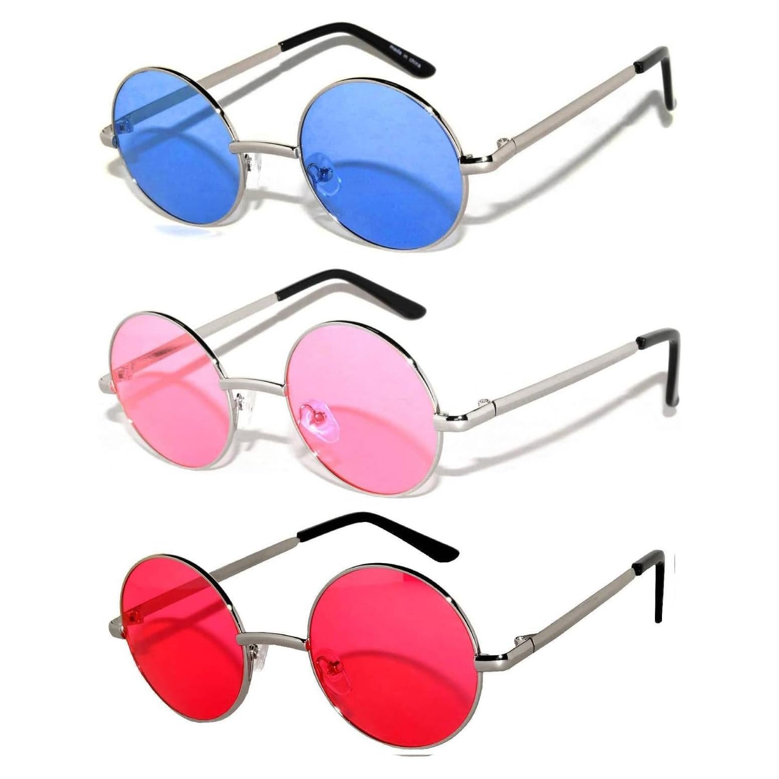Juego de 3 Gafas de Sol Retro Metal 43mm UV Hombres