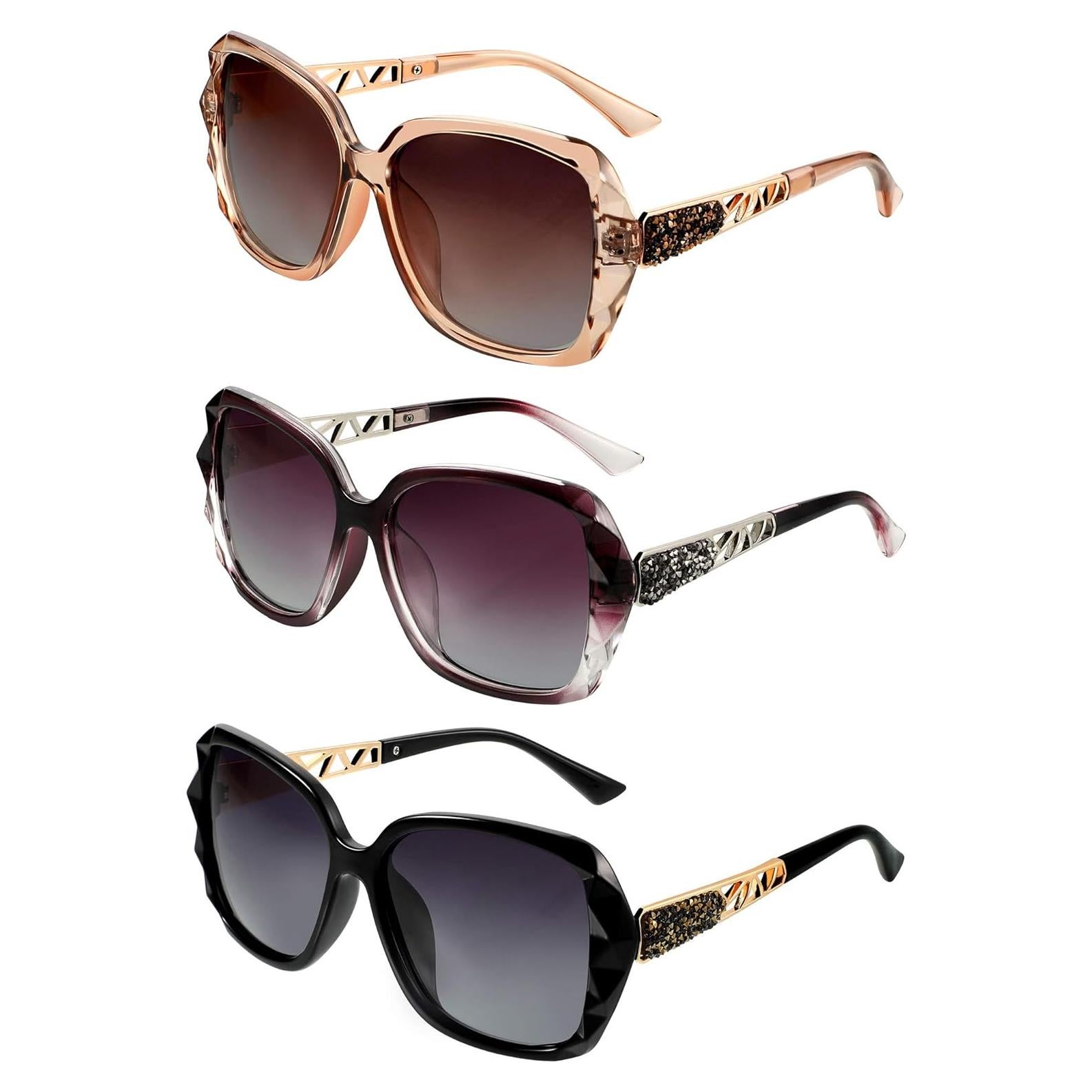 Gafas de Sol Polarizadas Frienda 3 Piezas para Mujeres