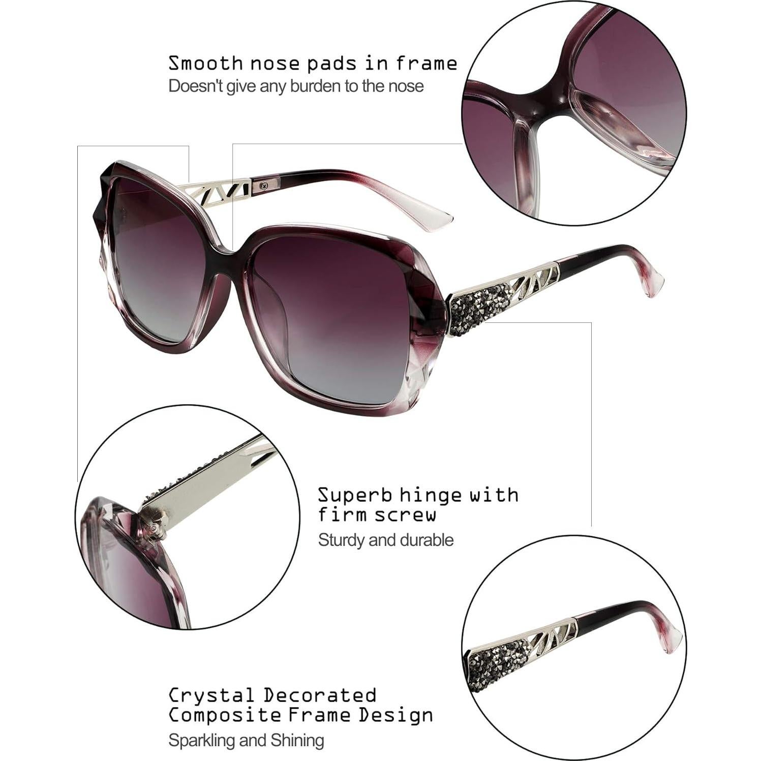 Gafas de Sol Polarizadas Frienda 3 Piezas para Mujeres