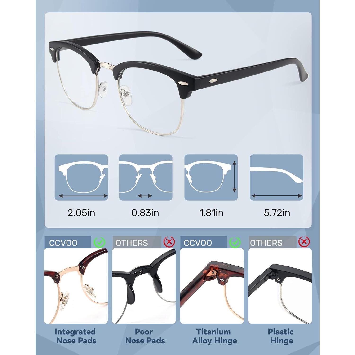 Gafas de Lectura CCVOO 3 Paquetes Retro UV400