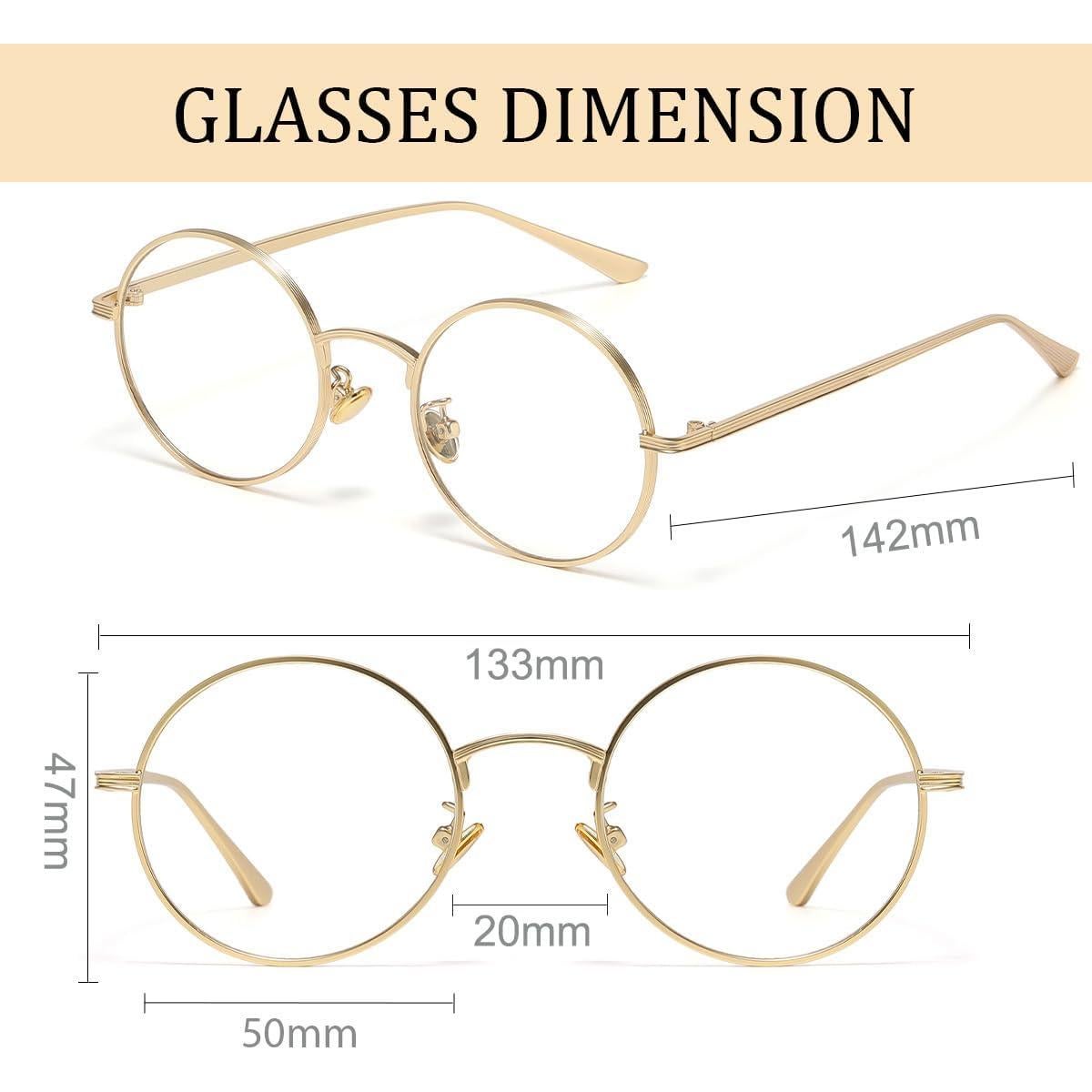 Gafas Redondas Retro Metal Dorado Lentes Claros UV400