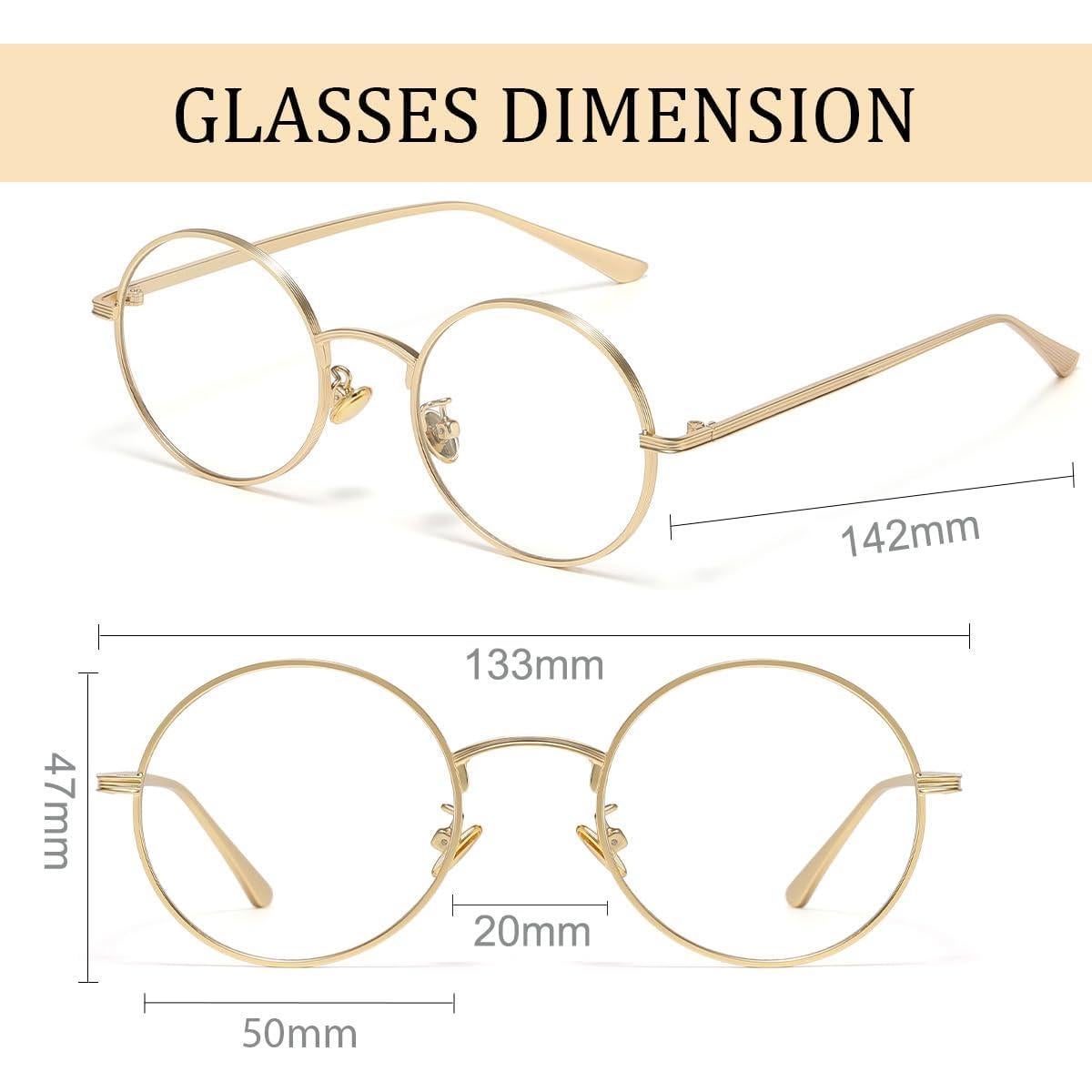 Gafas Redondas Retro Metal Dorado Lentes Claros UV400