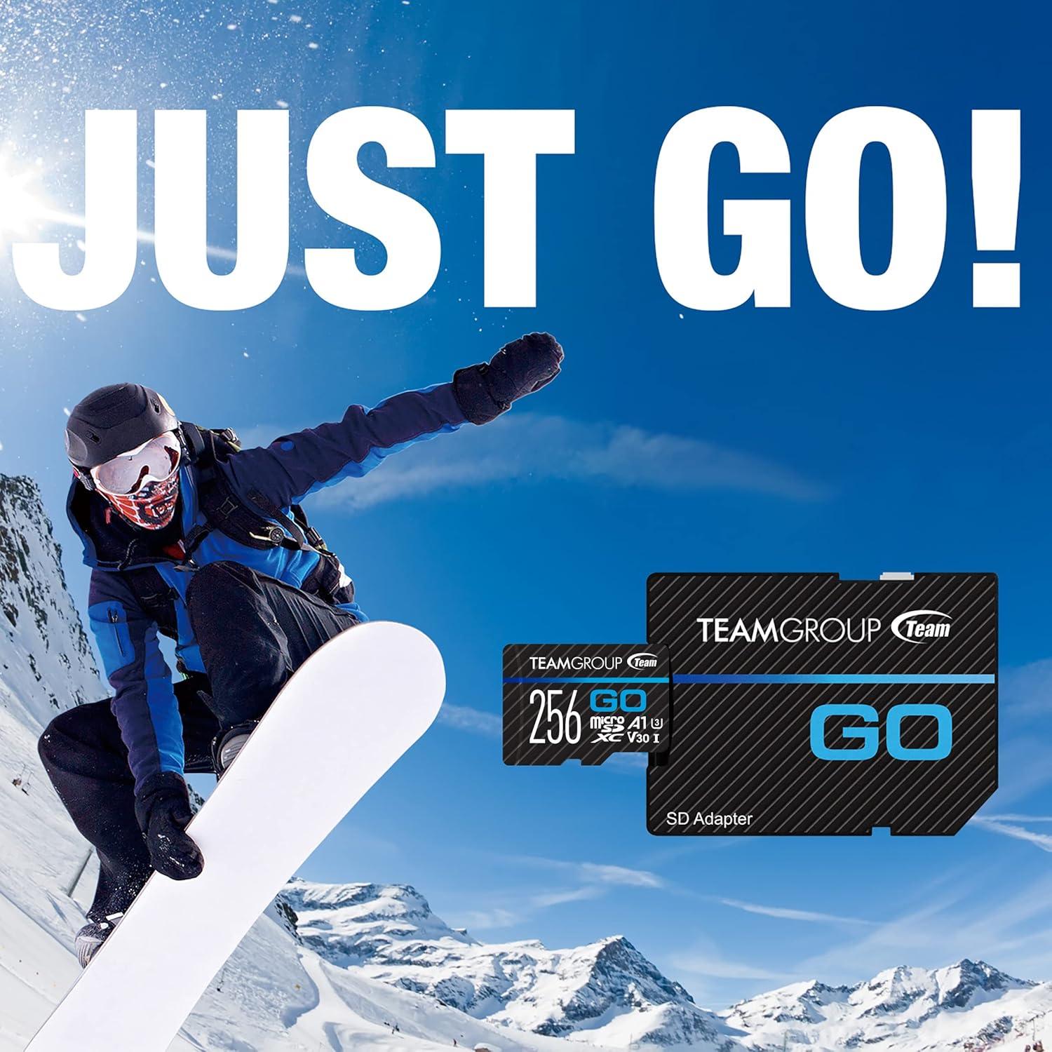 TEAMGROUP GO 256GB Micro SDXC UHS-I U3 V30 para 4K