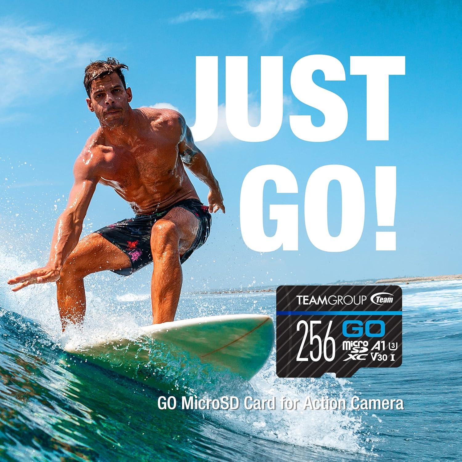 TEAMGROUP GO 256GB Micro SDXC UHS-I U3 V30 para 4K