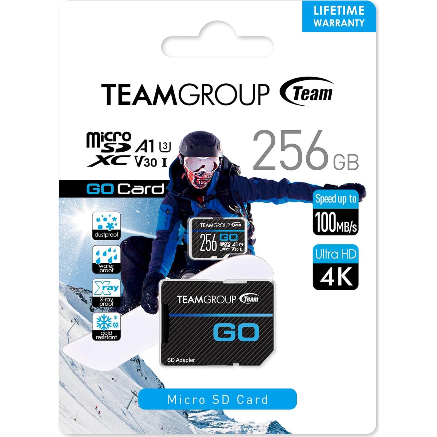 TEAMGROUP GO 256GB Micro SDXC UHS-I U3 V30 para 4K