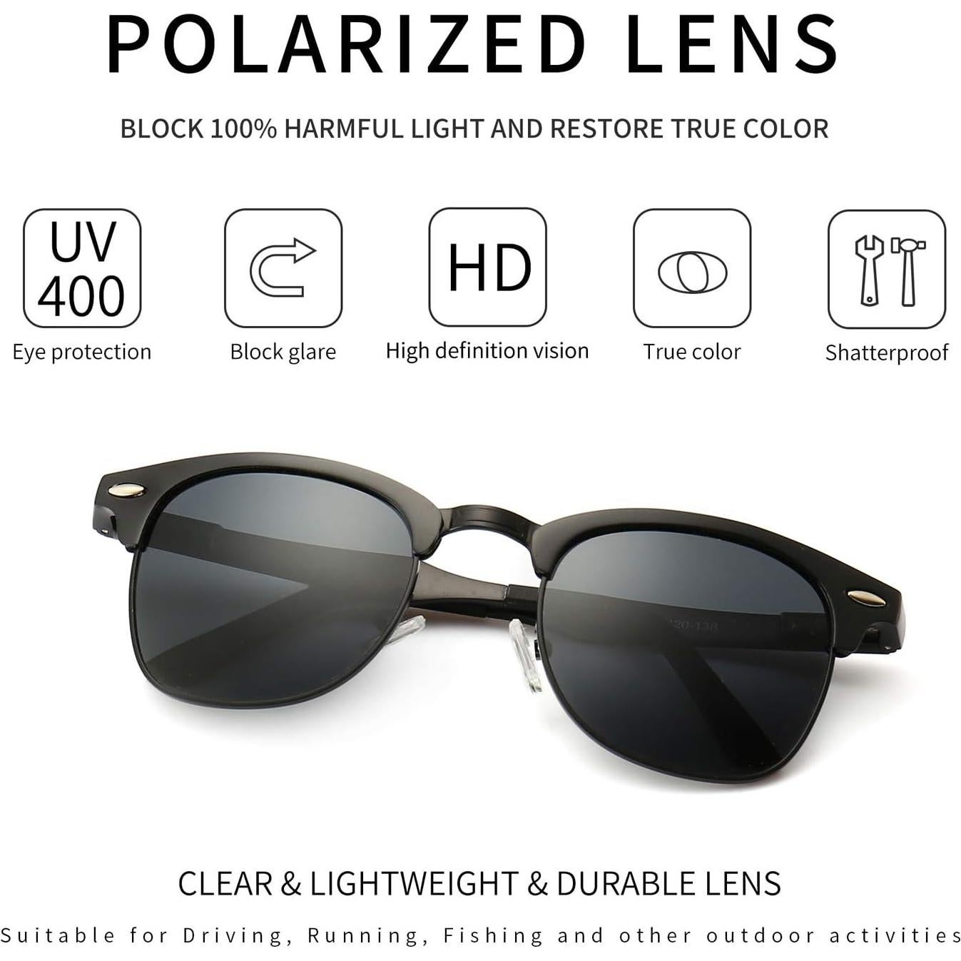 Gafas de Sol Polarizadas SUNGAIT Retro Unisex Marco Metal