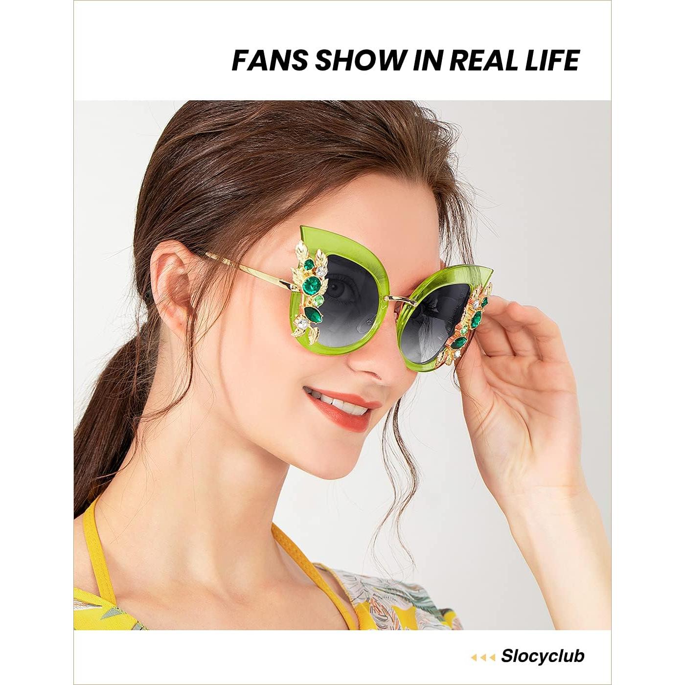 Gafas de sol Slocyclub mariposa con rhinestones para mujeres