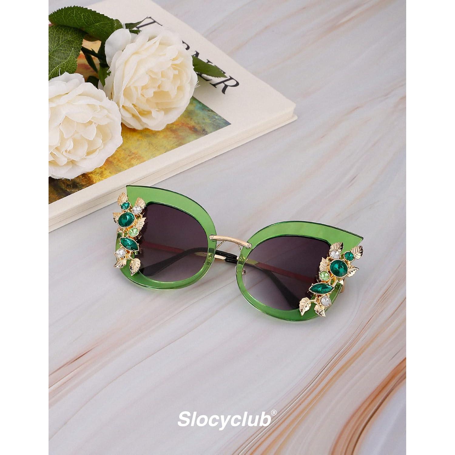 Gafas de sol Slocyclub mariposa con rhinestones para mujeres
