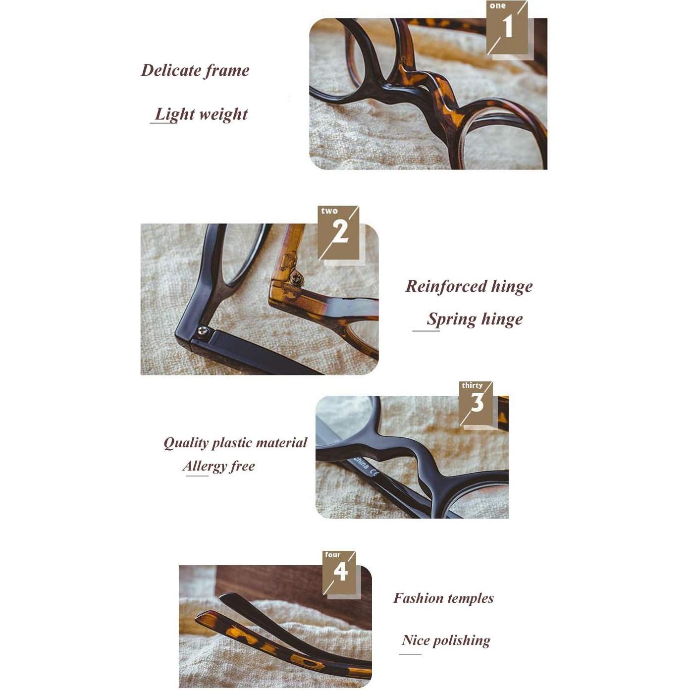 Gafas de Lectura Redondas Retro Leopardo y Negro 1.0x