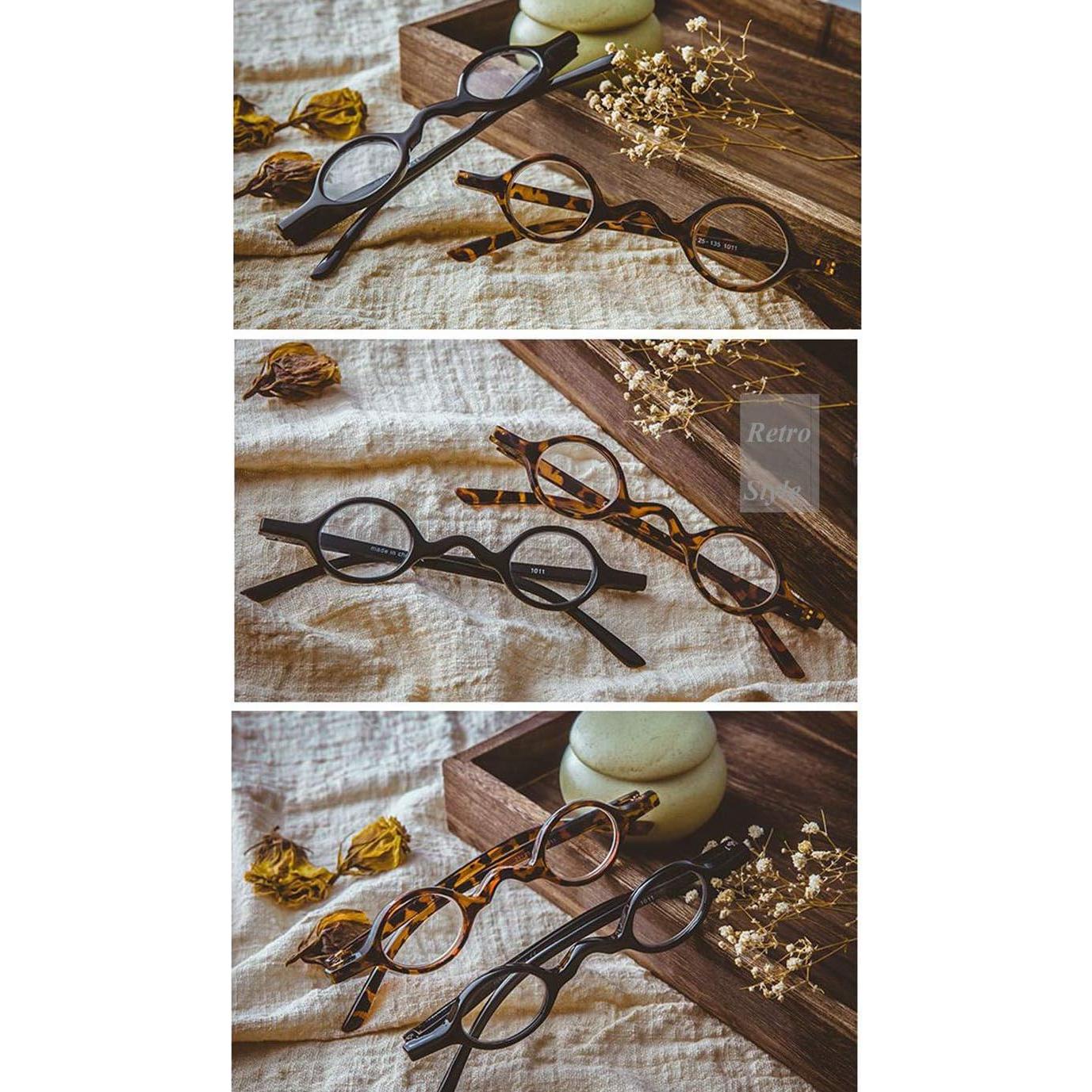 Gafas de Lectura Redondas Retro Leopardo y Negro 1.0x