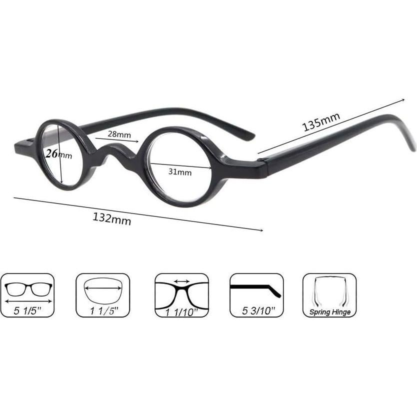 Gafas de Lectura Redondas Retro Leopardo y Negro 1.0x