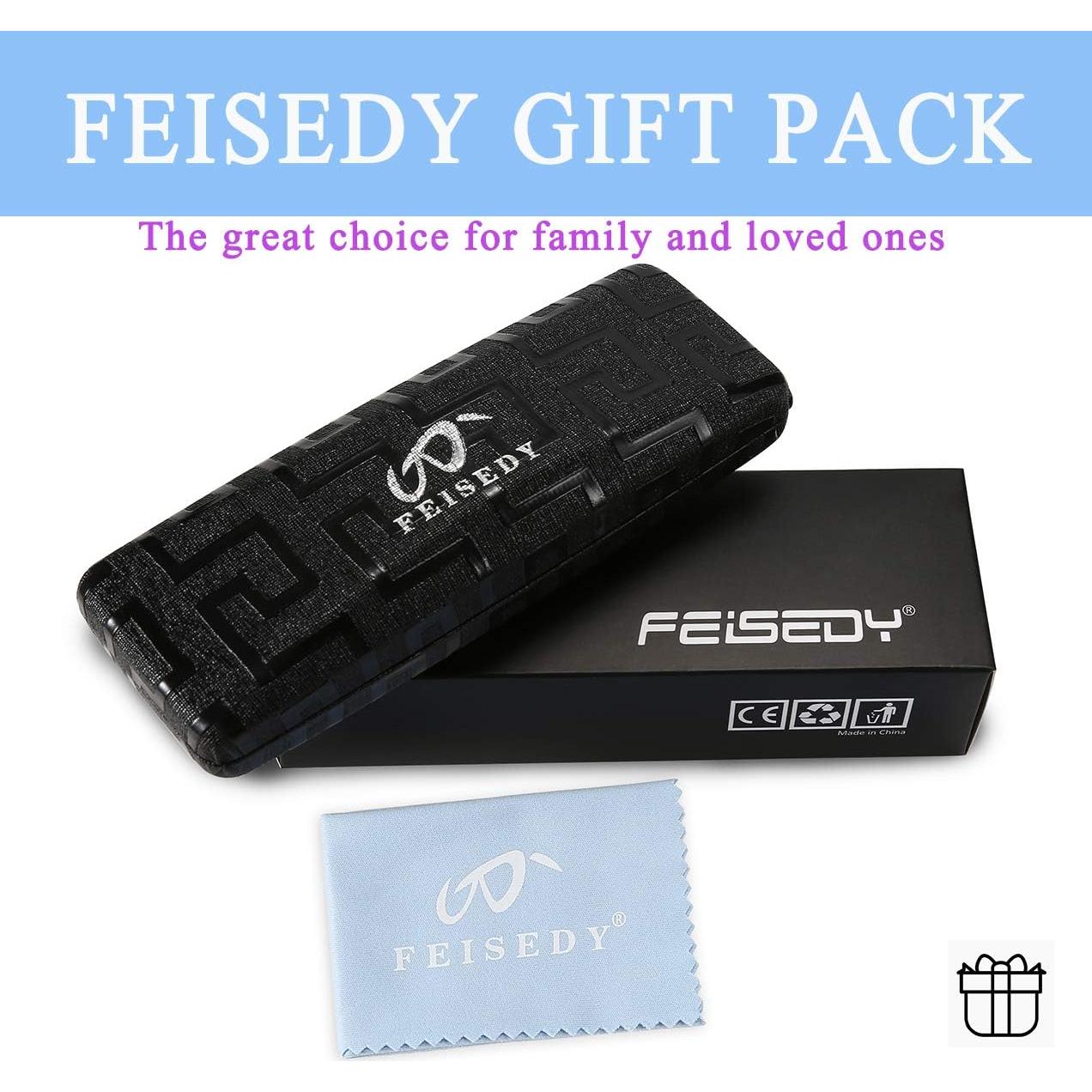 Gafas Cuadradas FEISEDY para Mujeres - Lentes Claros 50mm