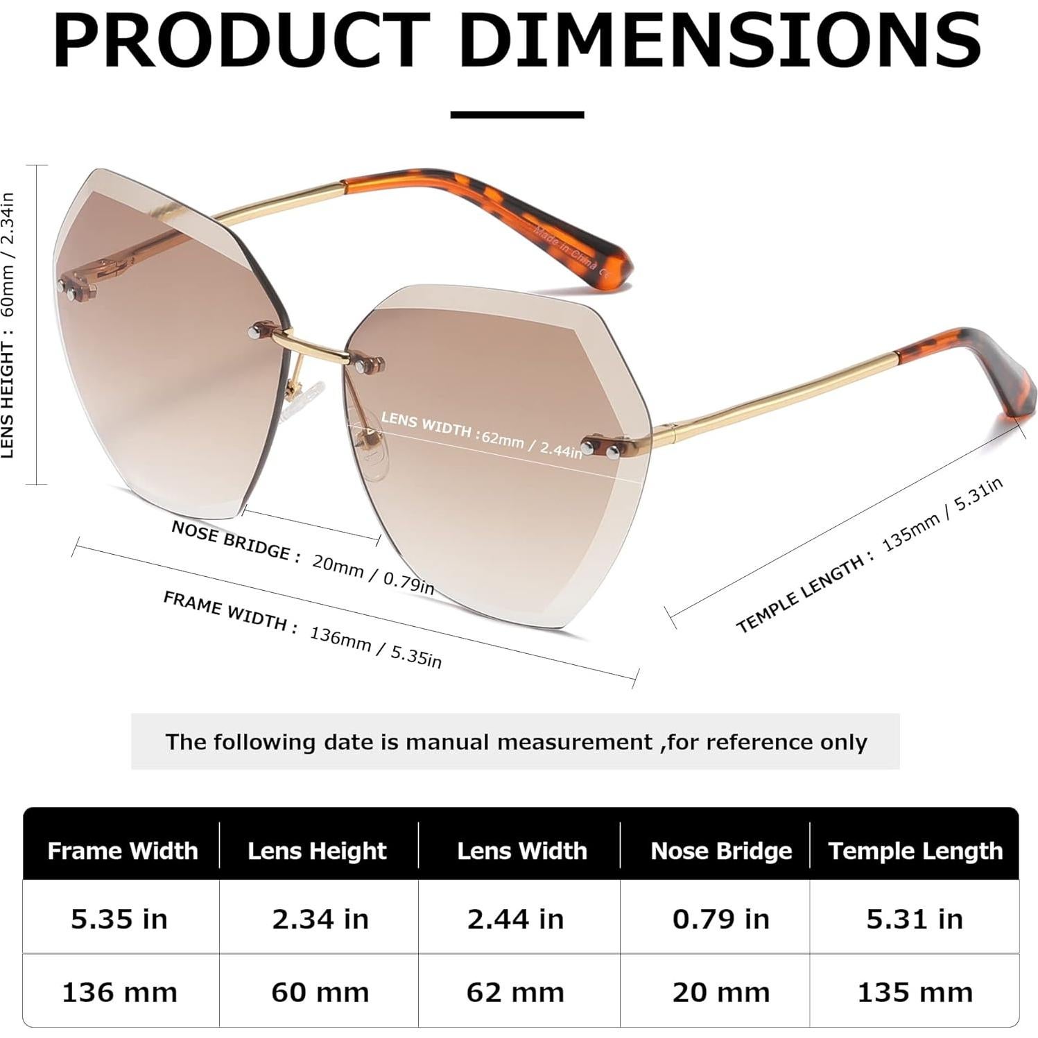 Gafas de sol AEVOGUE Vision para mujeres UV400 sin montura