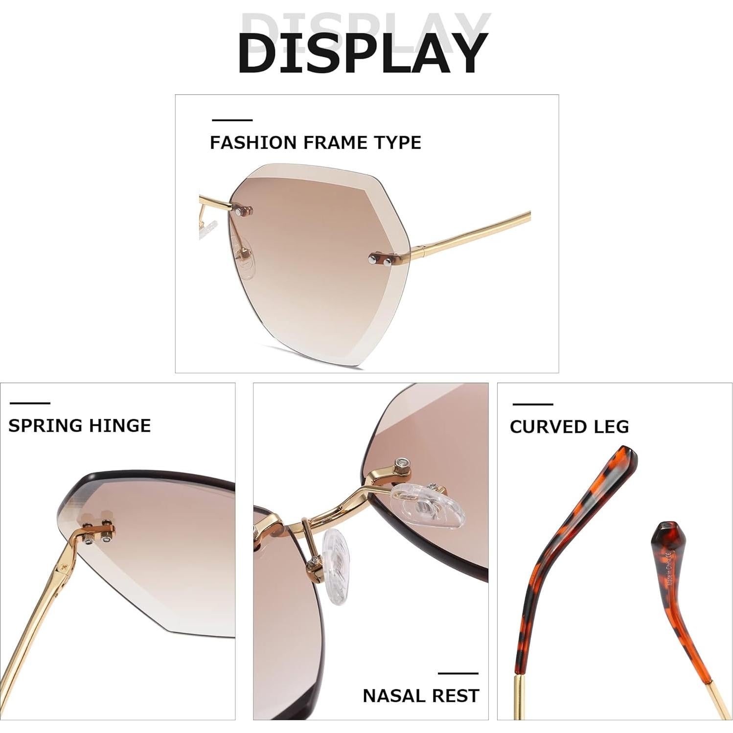 Gafas de sol AEVOGUE Vision para mujeres UV400 sin montura