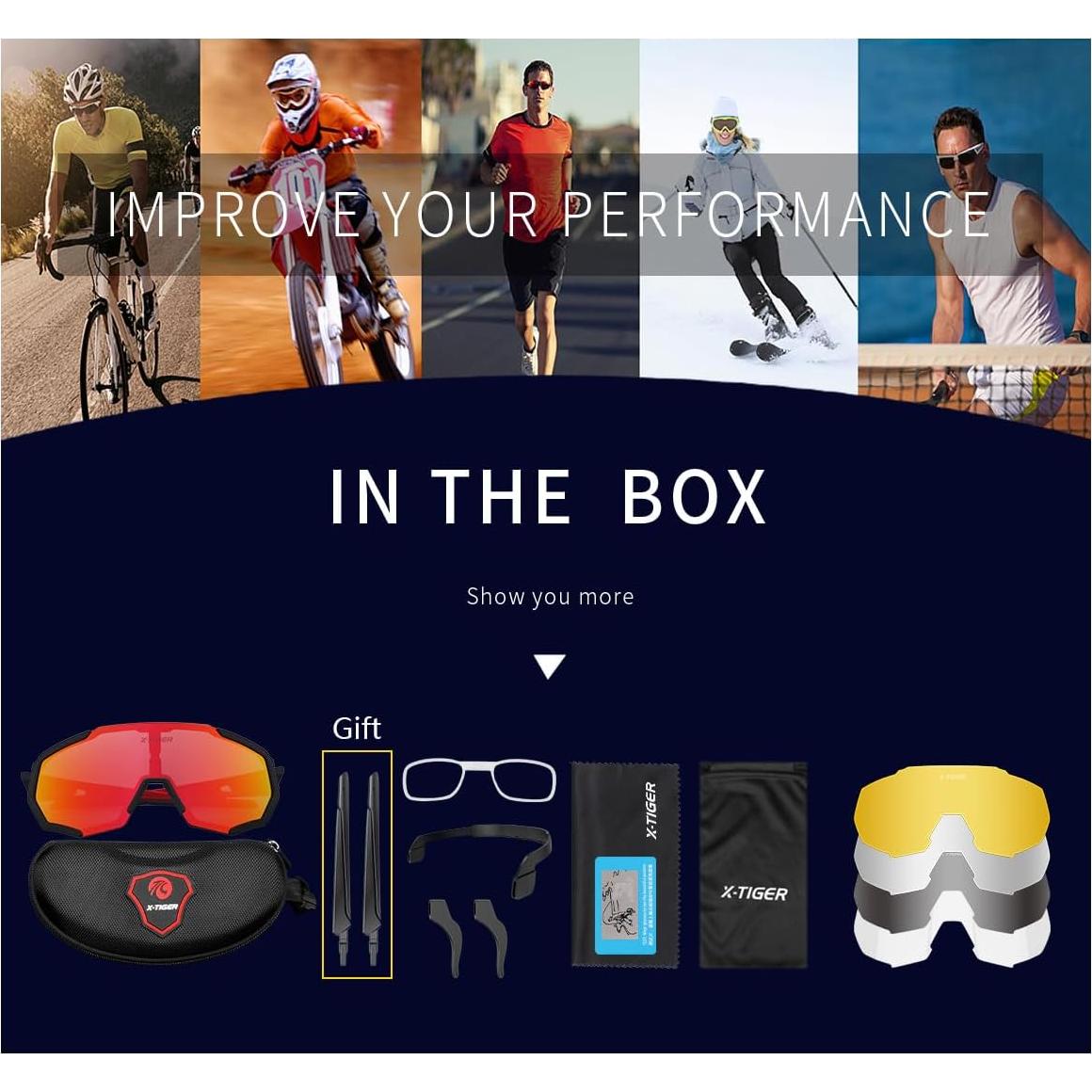 Gafas de Sol X-TIGER Polarizadas 5 Lentes Intercambiables