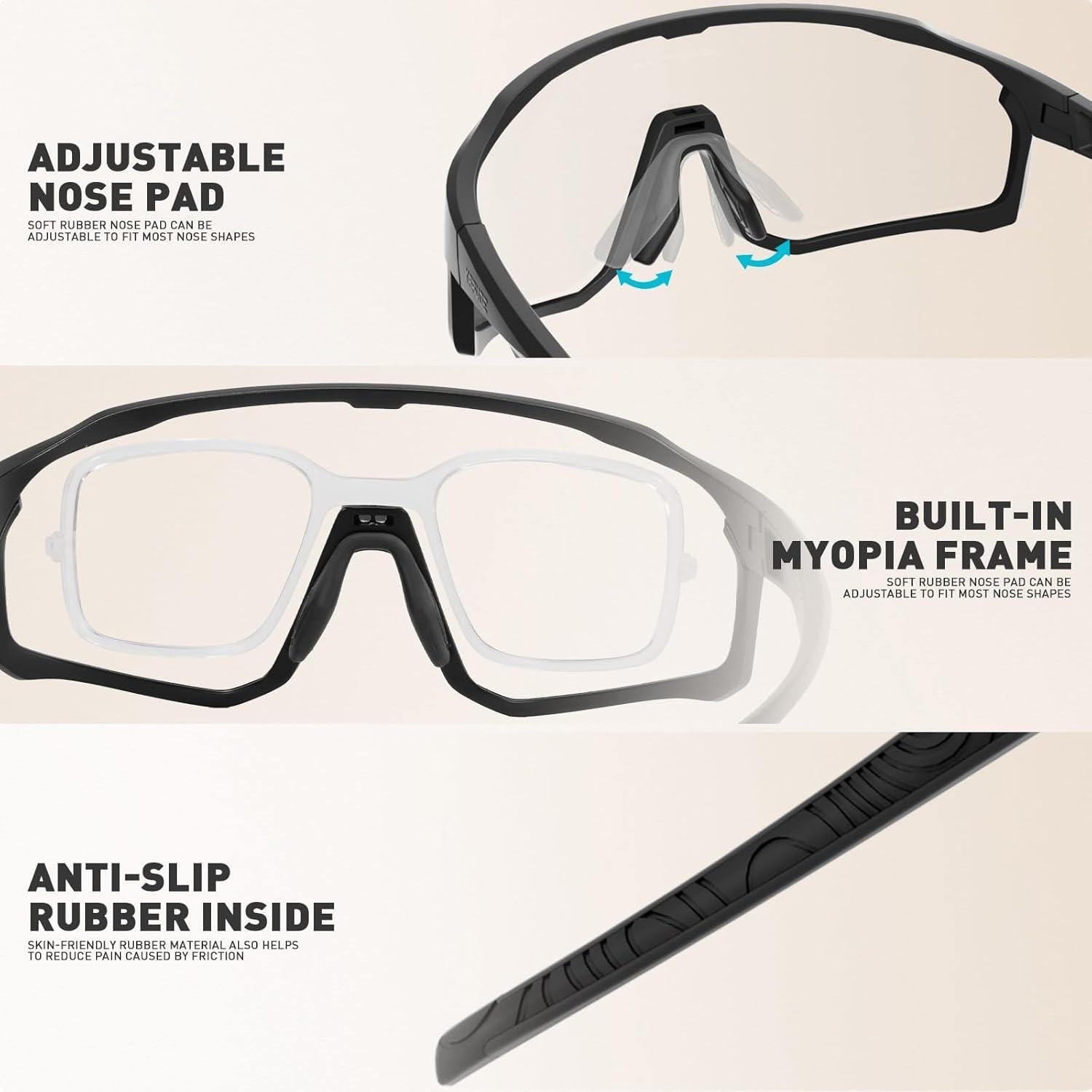 Gafas de Ciclismo KAPVOE Fotoquímicas UV400 para MTB