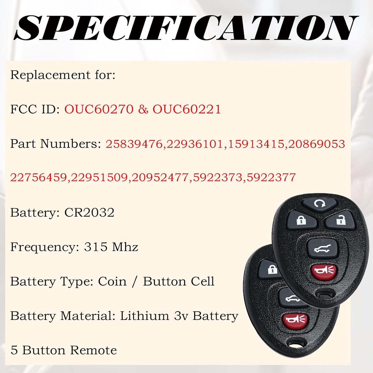 Llavero remoto SUPALAND para Chevy Tahoe 2007-2014