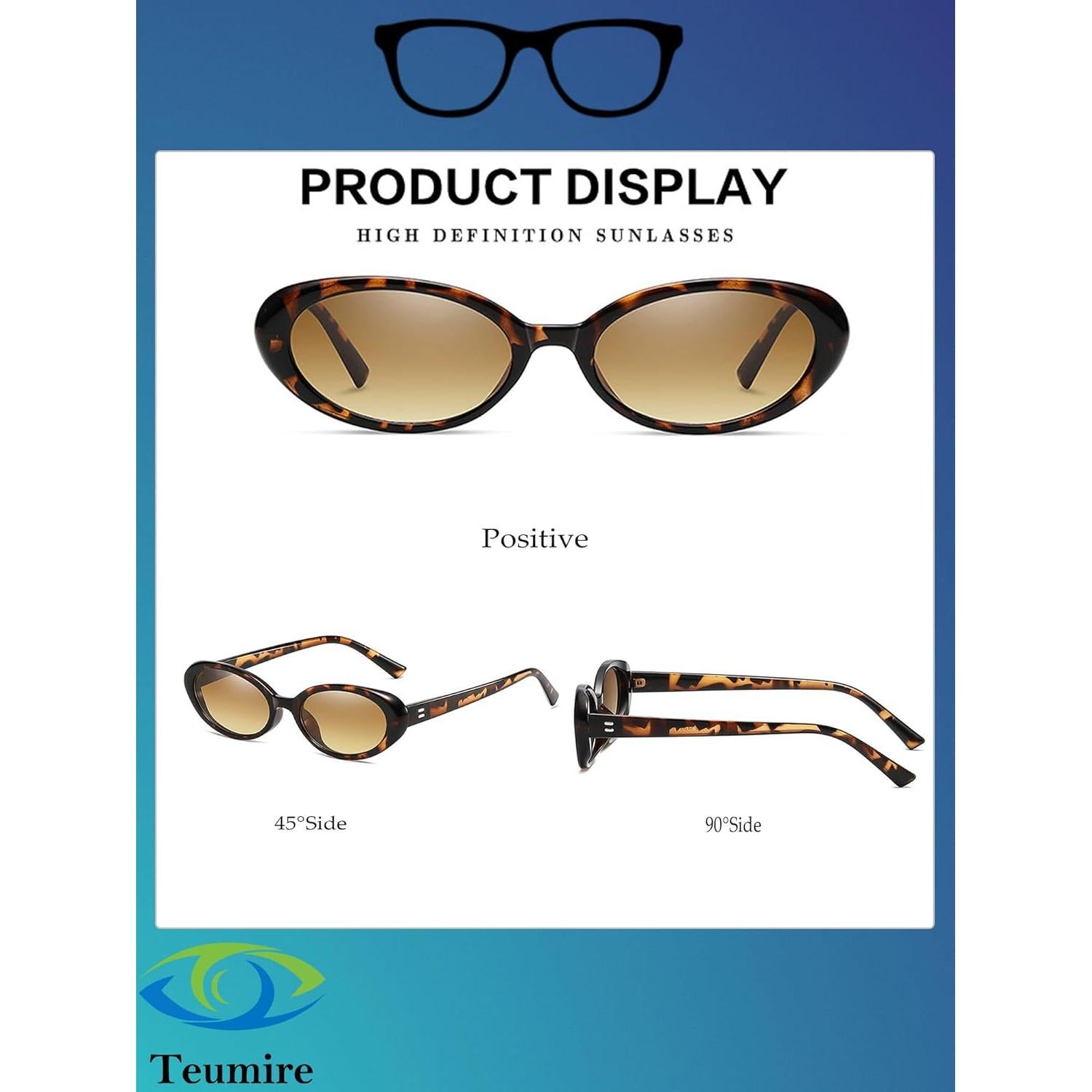 Gafas de sol ovaladas retro UV400 para mujeres y hombres