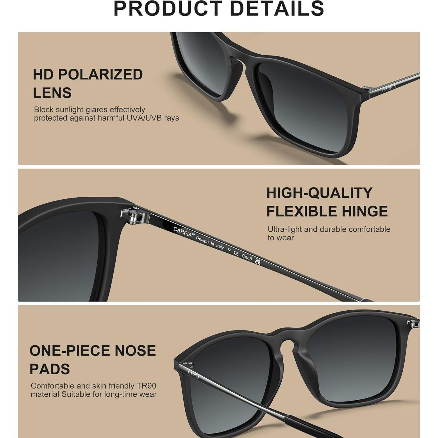 Gafas de Sol Polarizadas CARFIA UV400 Diseño Ligero