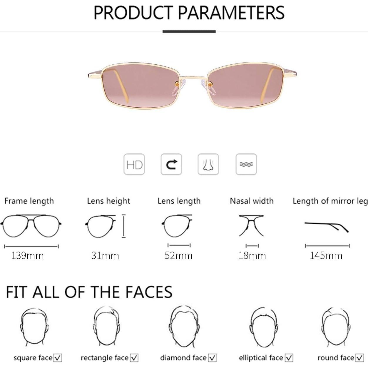 Gafas de Sol Rectangulares ADE WU UV400 Retro Unisex