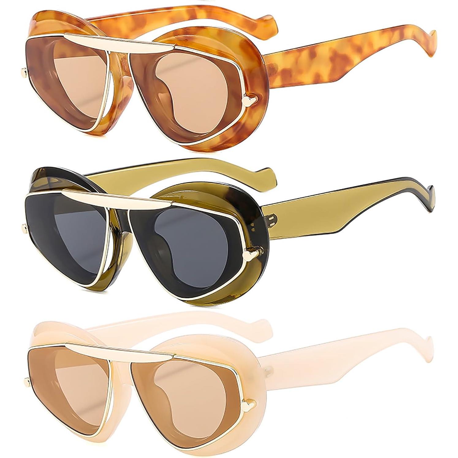 Gafas de Sol UV400 Laureles 3Pack Estilo Leopardo