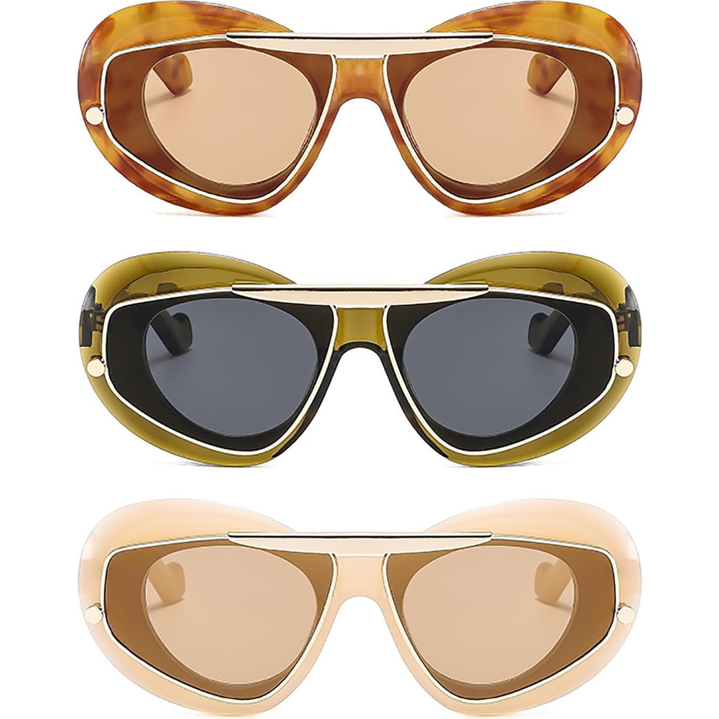 Gafas de Sol UV400 Laureles 3Pack Estilo Leopardo
