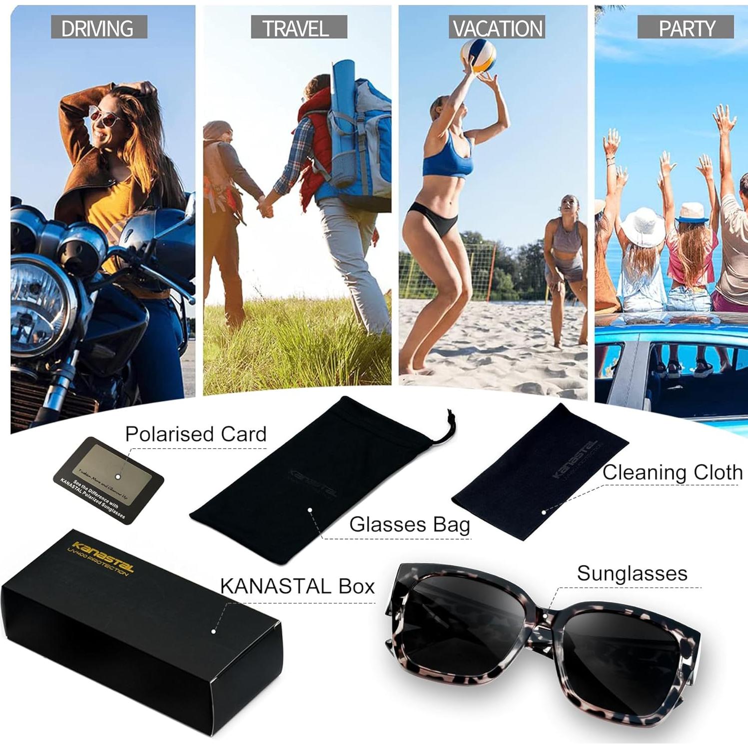 Gafas de Sol KANASTAL Polarizadas UV400 Unisex Diseño Cuadrado