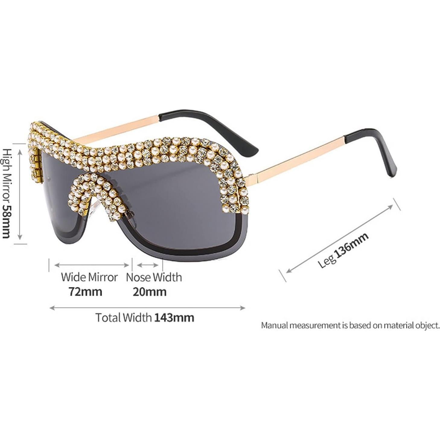 Gafas de Sol Y2K Oversized Metalizadas con Strass