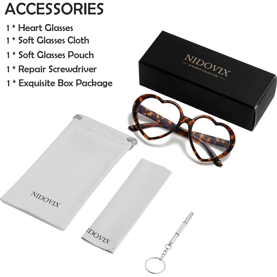 Gafas de Lente Claro NIDOVIX Corazón Vintage Rojas